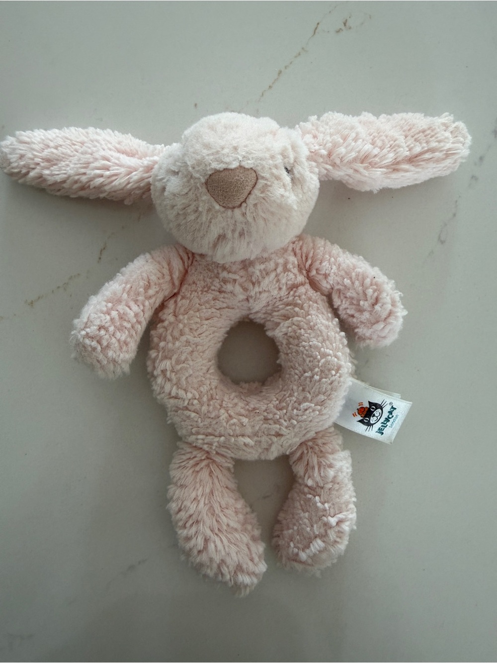 Jelly cat Plush Bunny Ring Rattle - Soft Pale Pink